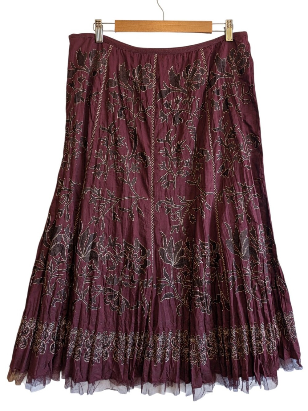 Peter Nygard Festival Maxi Skirt Embroidered Floral Boho Purple Fairy Whimsigoth